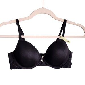 Maidenform Bra 34B Black Women's FlexBack Modern Demi Underwire Back Close NEW